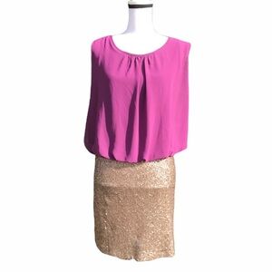 Blouson Gold Sequin Sheath Homecoming Dress Size S